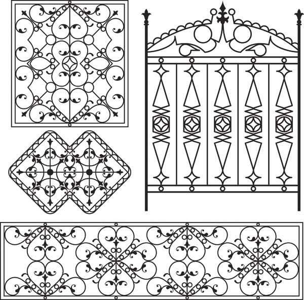 free vector Europeantype pattern iron fence 05 vector